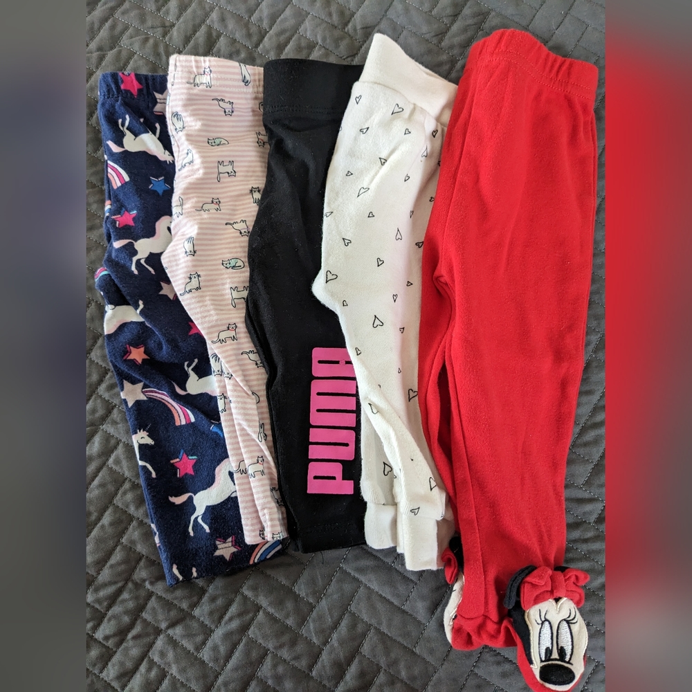 Baby Girl Leggings Bundle 6-9 months Puma Carter's Disney
